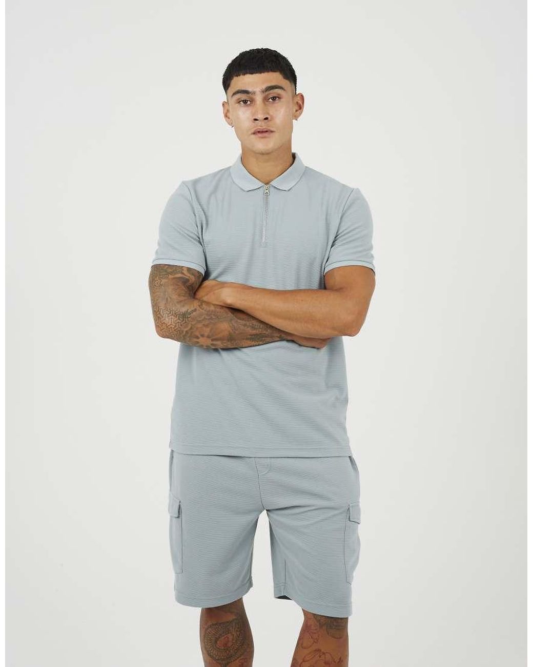 Brave Soul Gray Textured Cargo Shorts for men