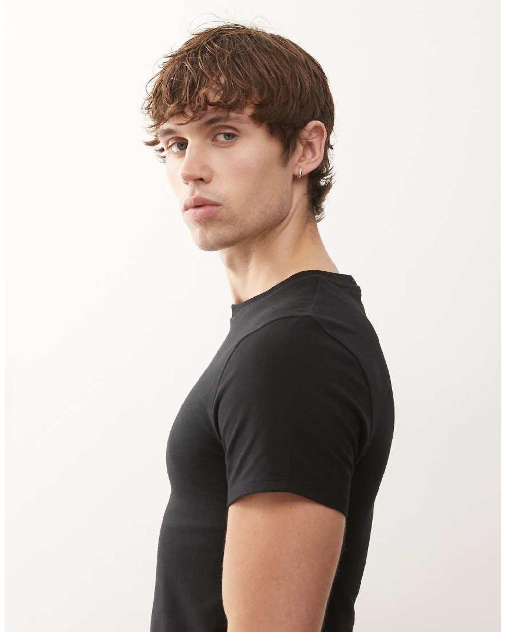 Collusion Black Shrunken Muscle Fit T-shirt for men
