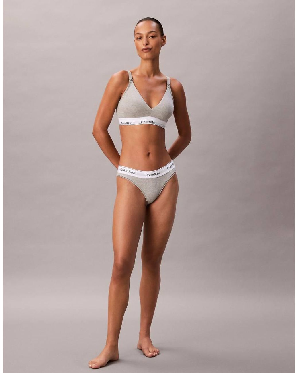 Calvin Klein Gray Maternity Lightly Lined Icon Cotton Modal Triangle Bralette