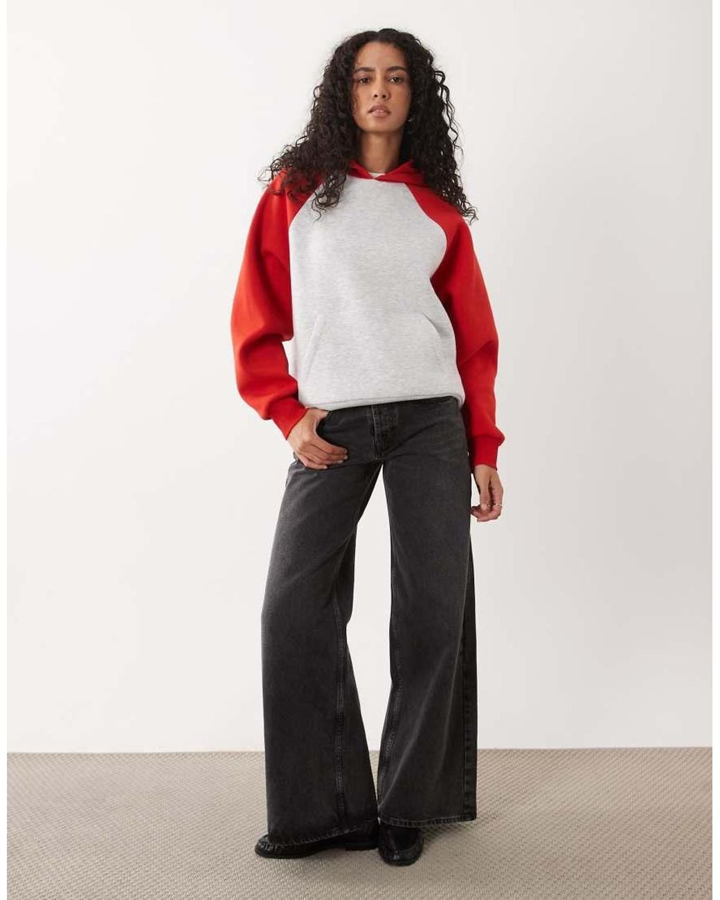 ASOS Red Raglan Sleeve Hoodie