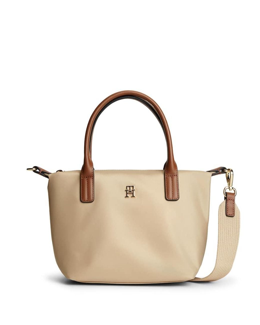 Tommy Hilfiger Natural Popette Mini Tote Bag With Cross Body Strap