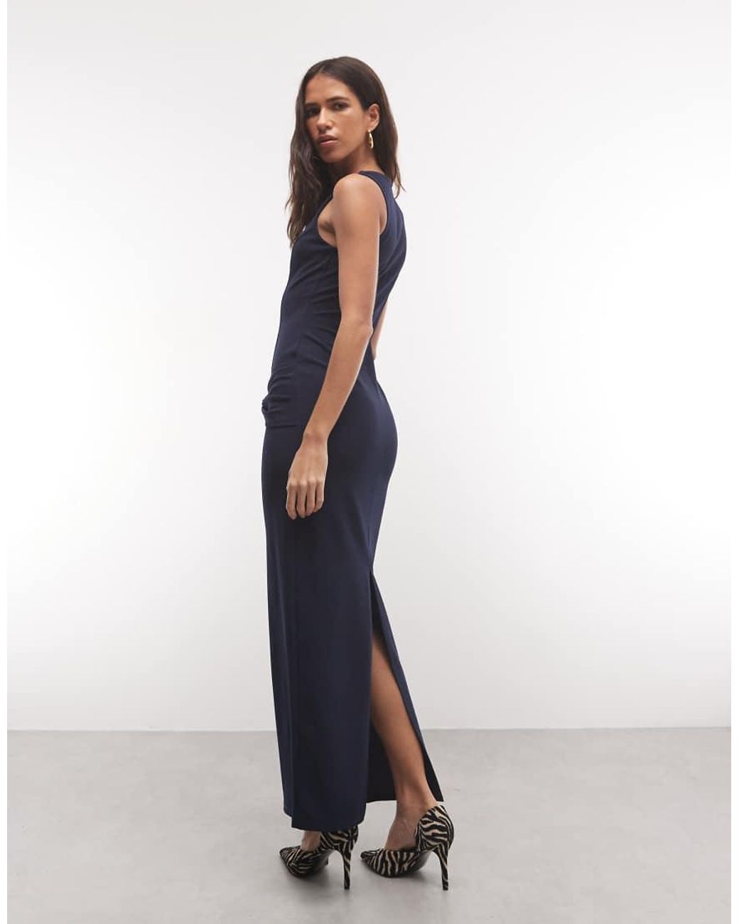 ASOS Blue Button Down Structured Maxi Dress