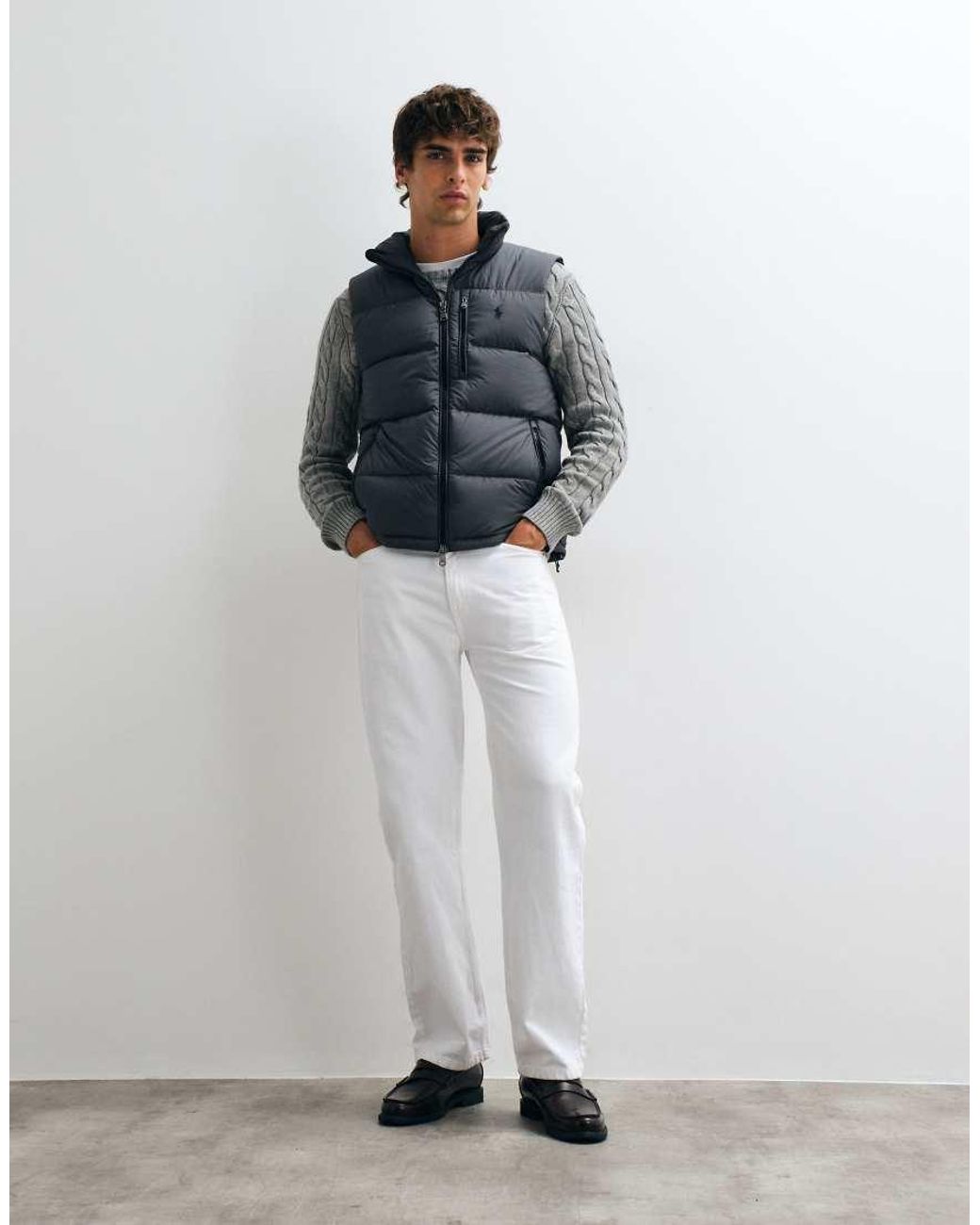 Polo Ralph Lauren Gray Gorham Icon Logo Insulated Down Puffer Vest for men