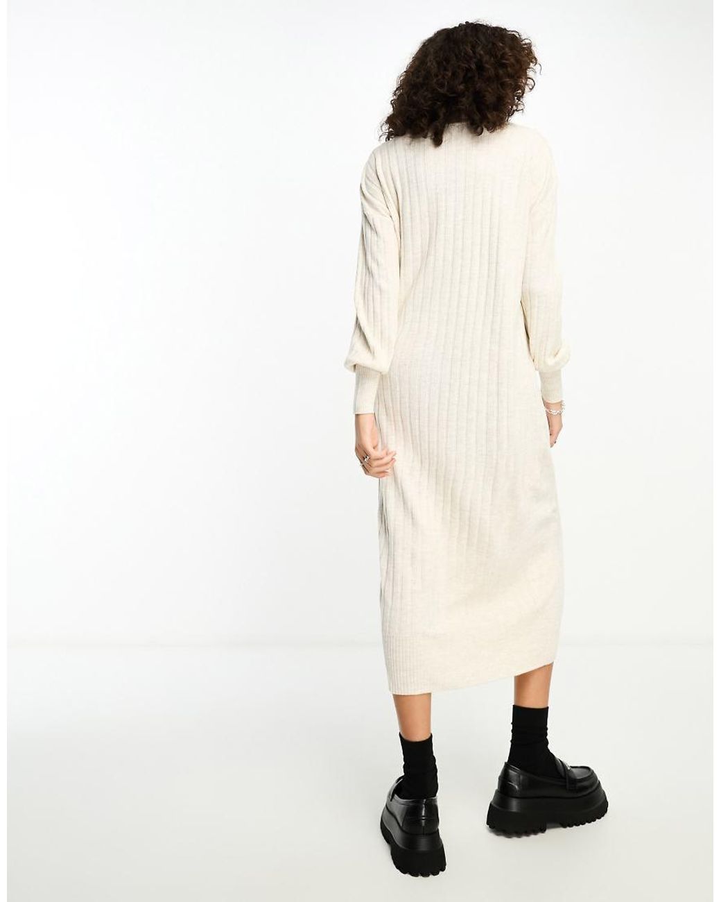ONLY Natural Knitted V Neck Maxi Dress