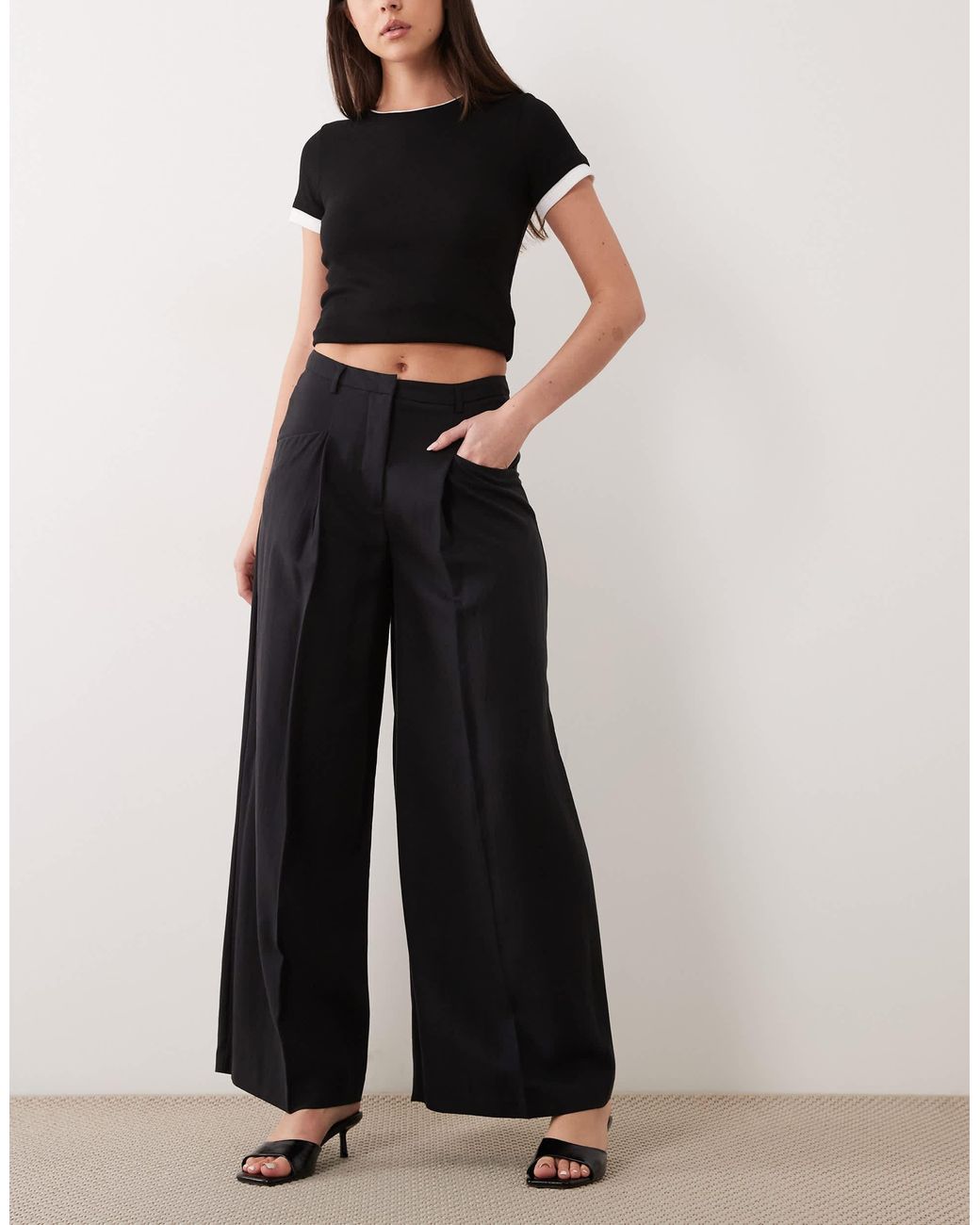 Mango Black Flowy Tailored Trouser