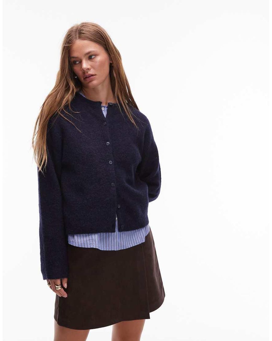 & Other Stories Blue Alpaca And Wool Cardigan With Button Front