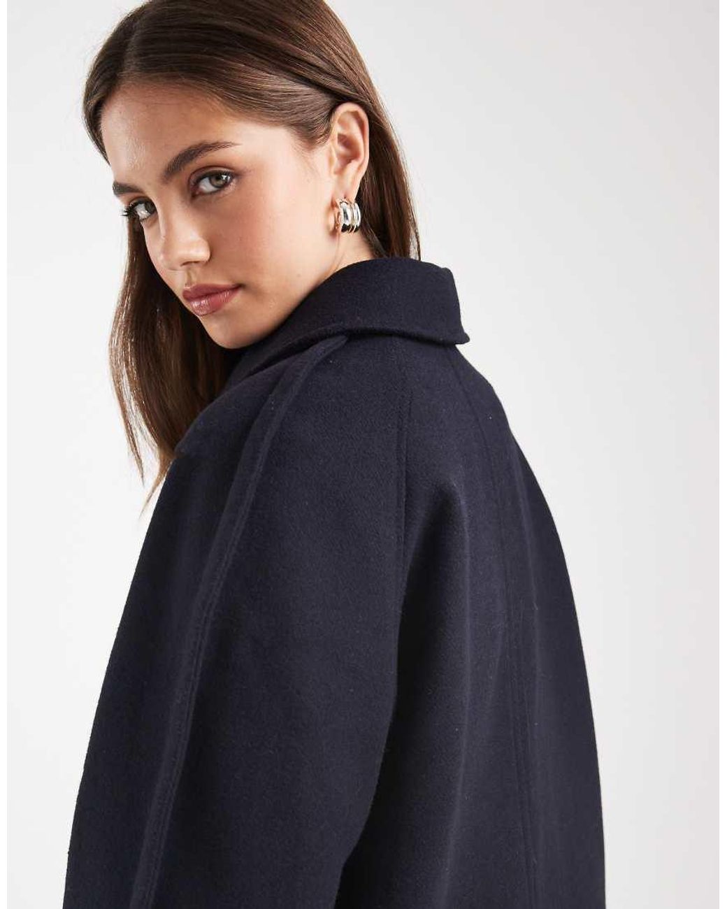 ASOS Blue Mid Length Car Coat With Quilted Lining
