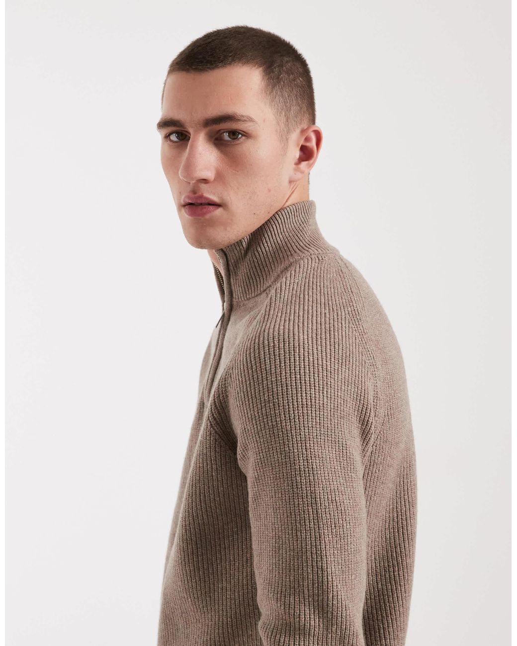 Threadbare – gerippter pullover aus baumwollmix in Gray für Herren