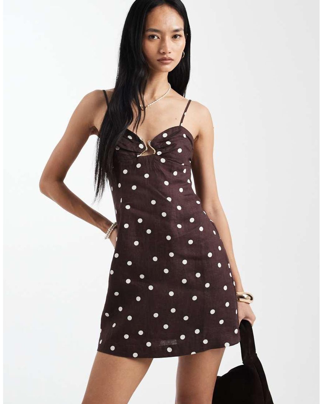 Cotton On White Ruched Bust Linen Mini Dress