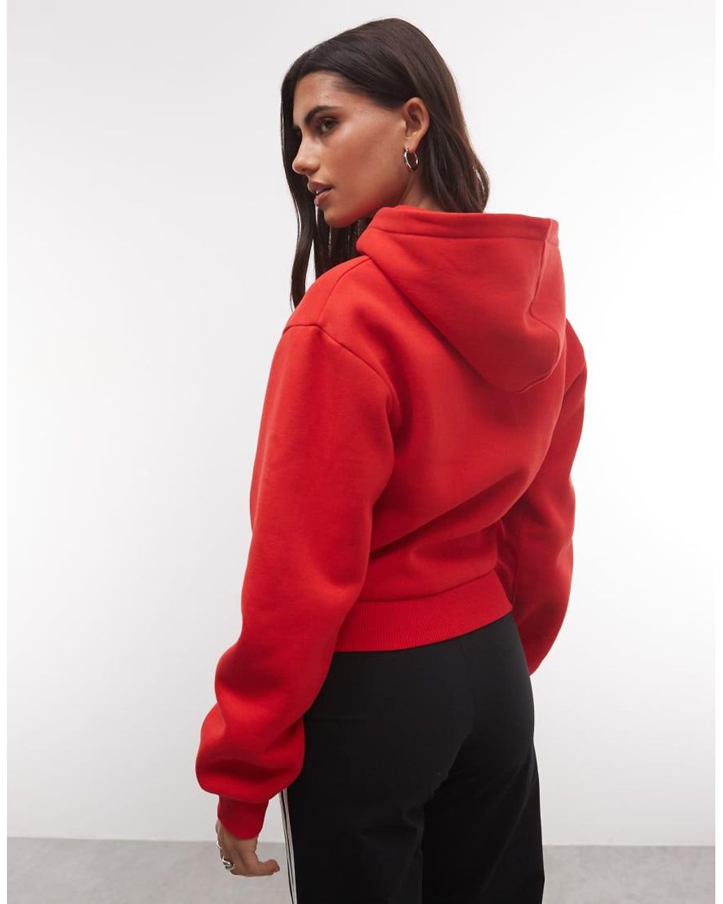 Collusion Red Cropped Hoodie Zip Through