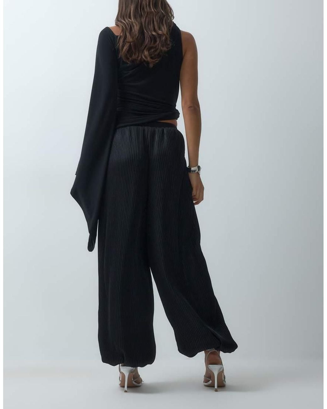 ASOS Blue Metallic Plisse Balloon Pants