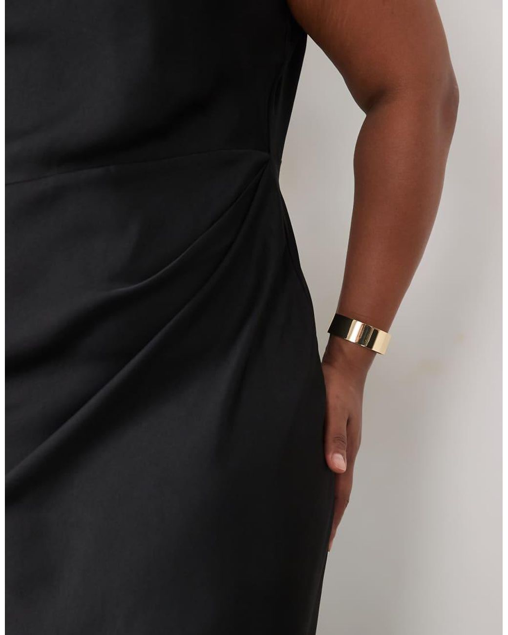 ASOS Black Asos Design Curve High Neck Pleated Bodice Midi Dress