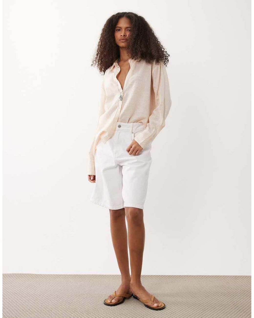 Cotton On Natural Haven Oversized Dad Shirt Linen Look