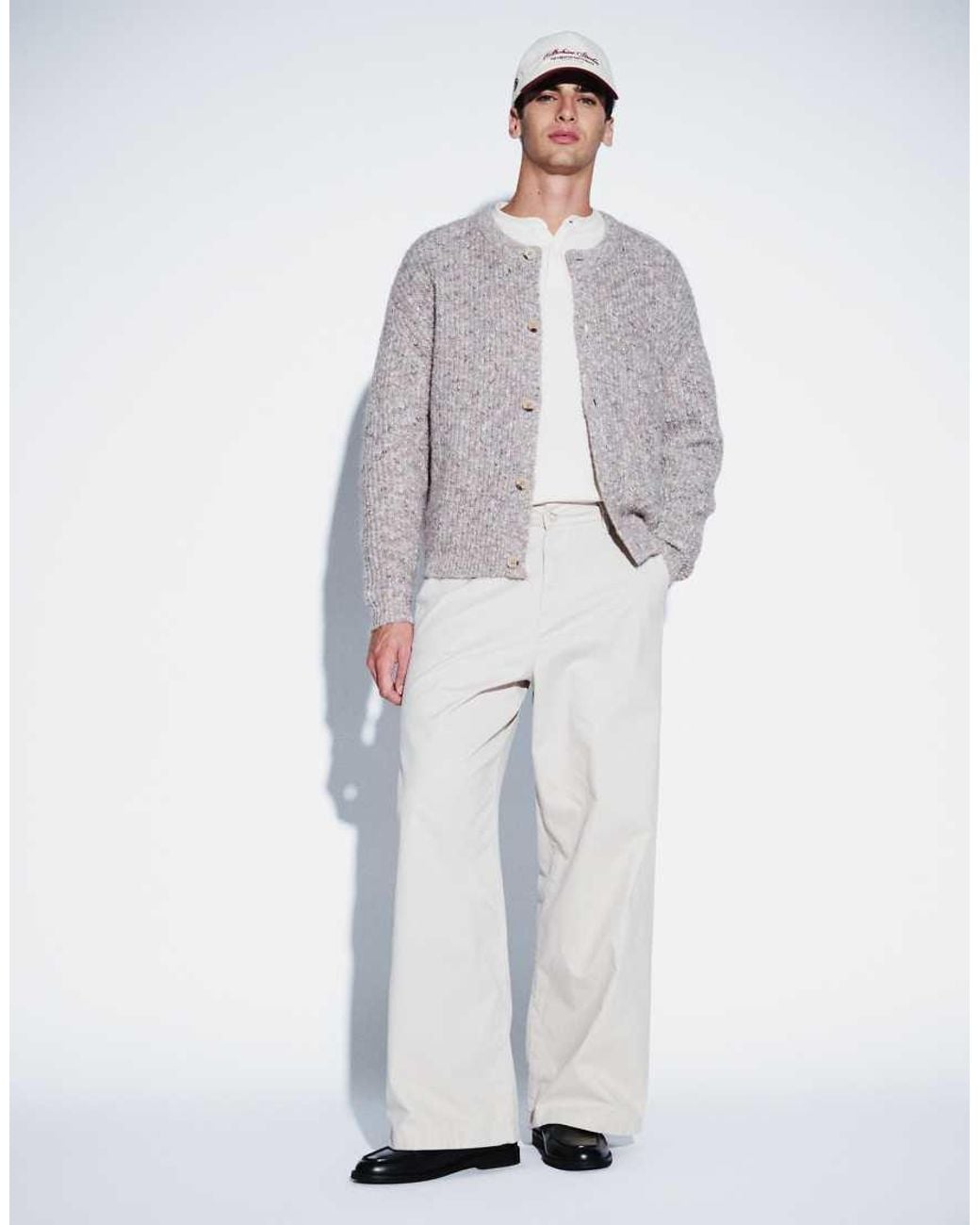 ASOS Gray Oversized Knitted Cardigan for men