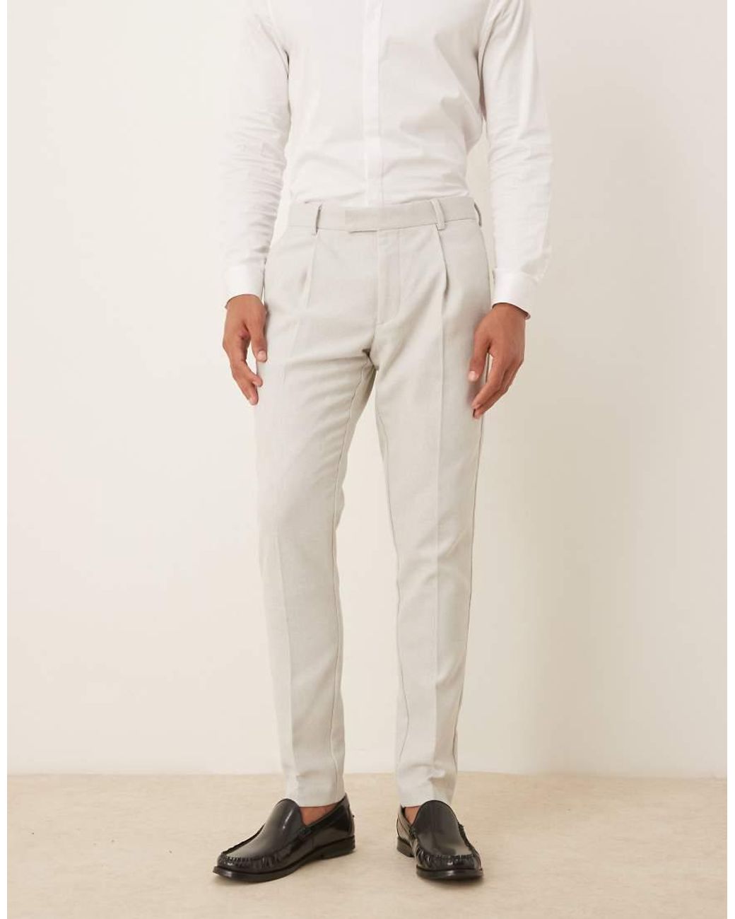 ASOS Natural Wool Mix Skinny Suit Pants for men
