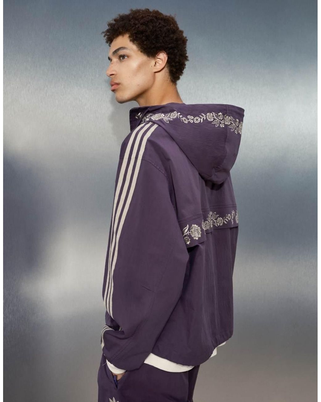 adidas Originals x ASOS Purple Oversized Track Jacket With Embroidery Detail for men
