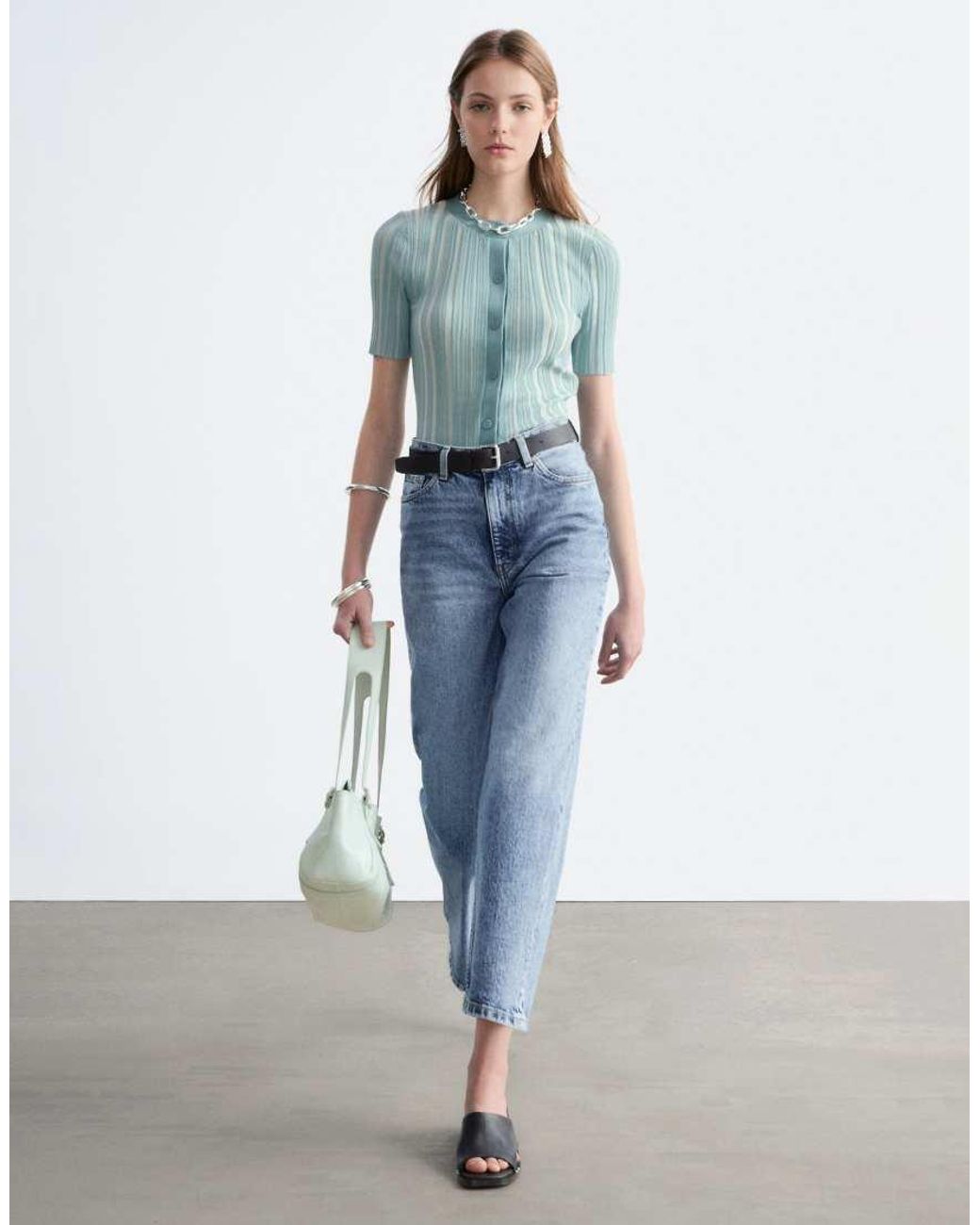 & Other Stories Blue Wide Fit Cropped Jeans