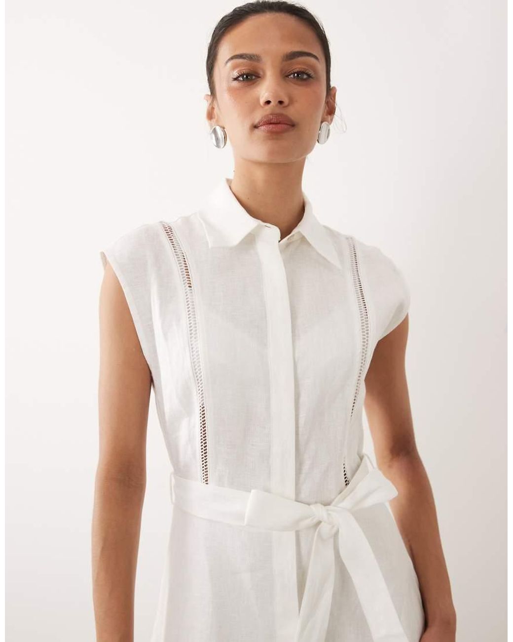 Mango Natural 100% Linen Sleeveless Midi Dress