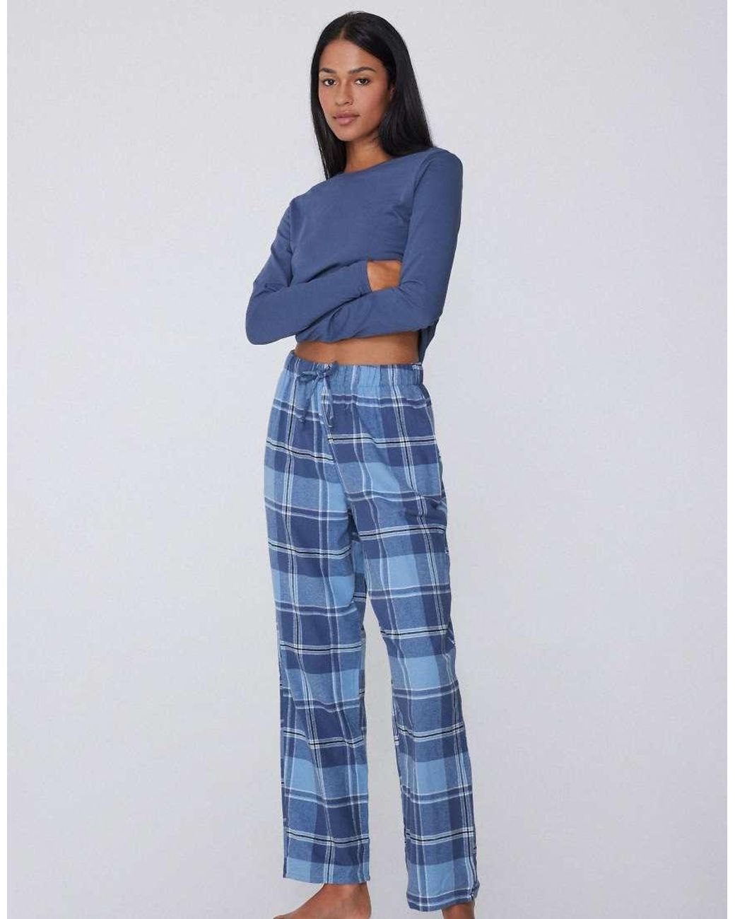 Tezenis Blue Printed Flannel Trousers
