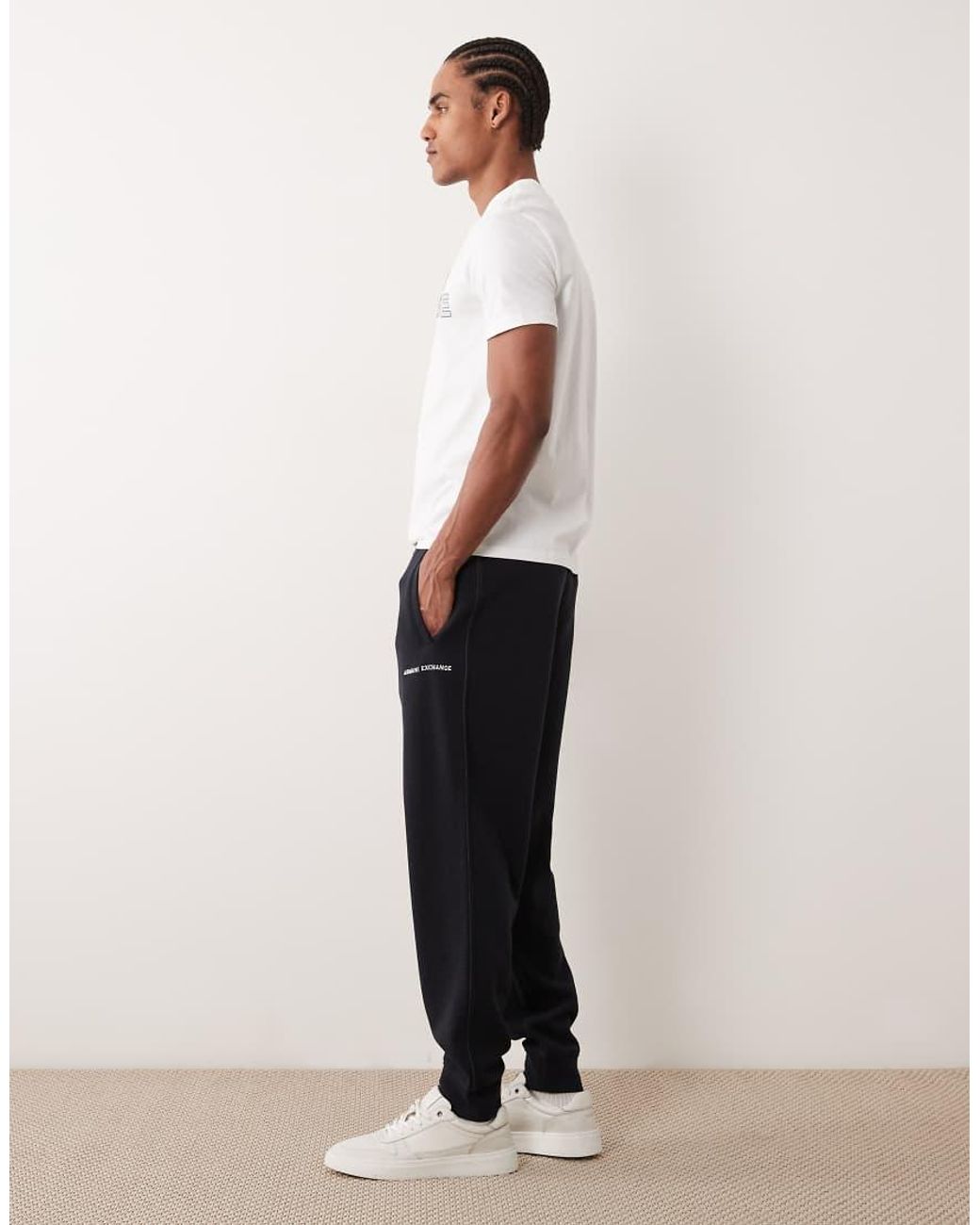ARMANI EXCHANGE White joggers With Logo for men