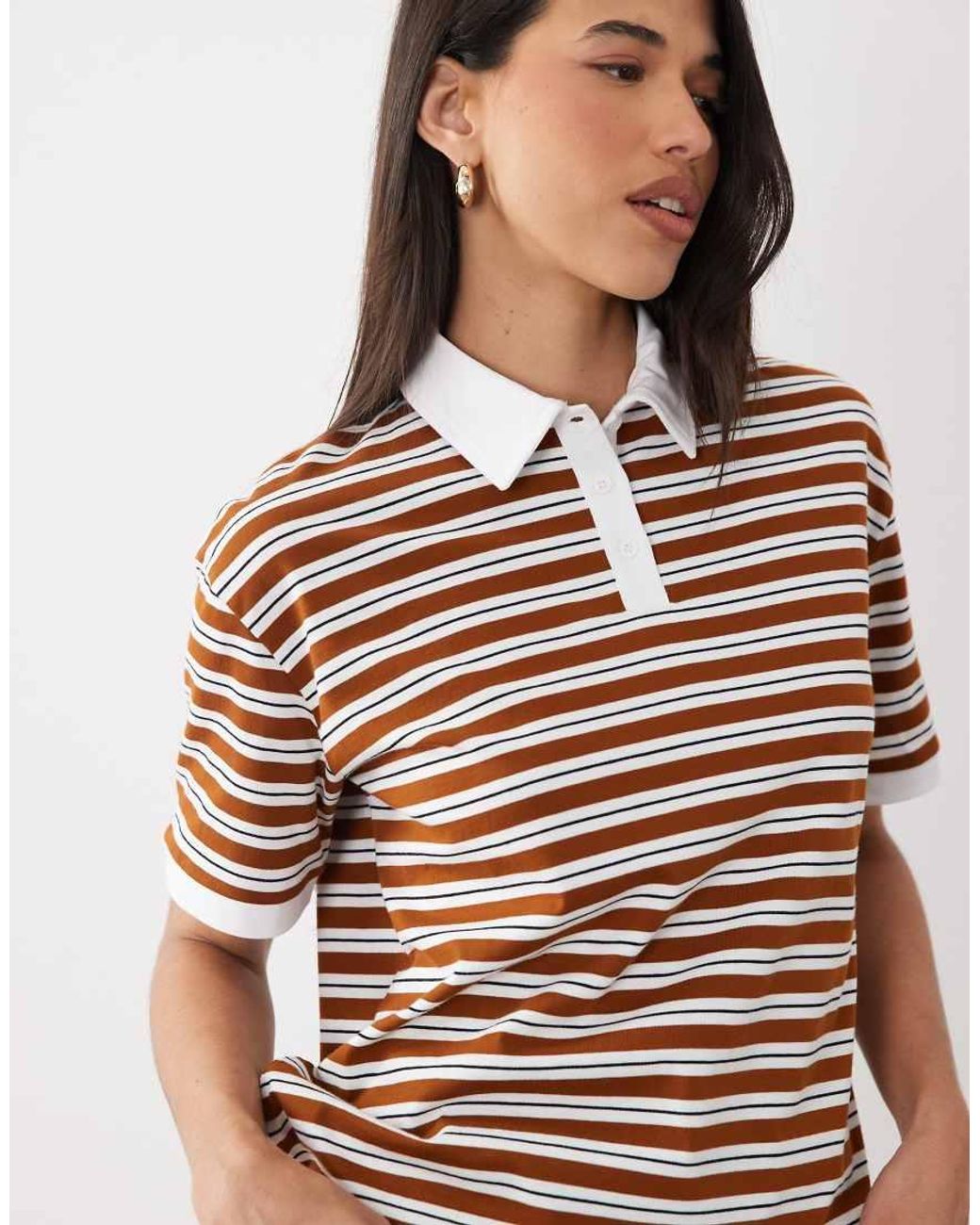 The Frolic White Exclusive Collared Oversized Rugby Polo T-Shirt