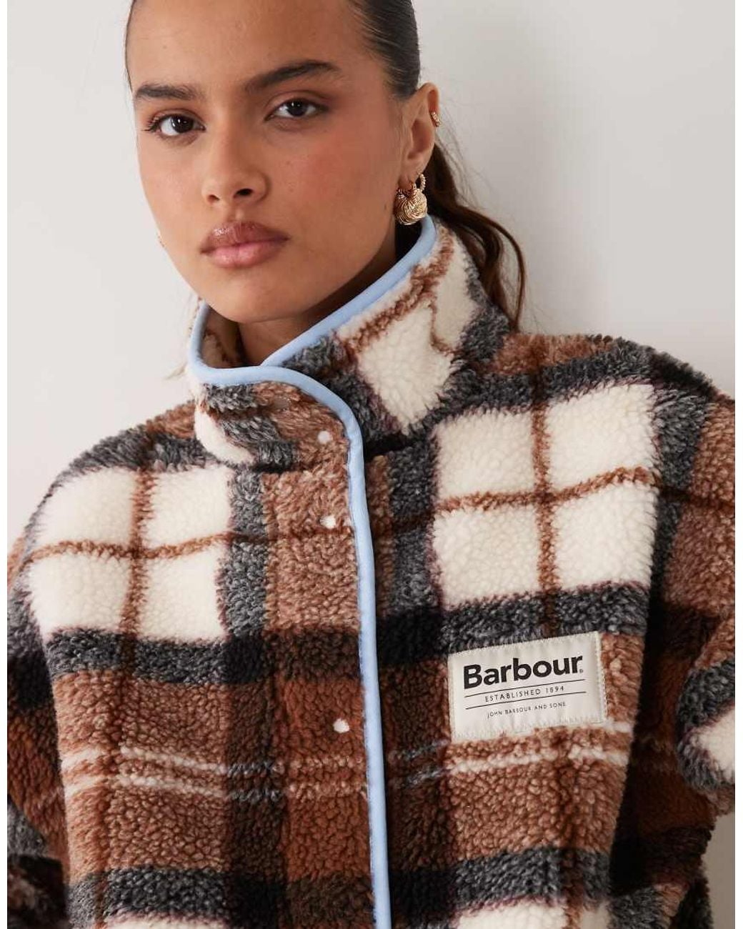 Barbour Brown X Asos Exclusive Tartan Printed Fleece