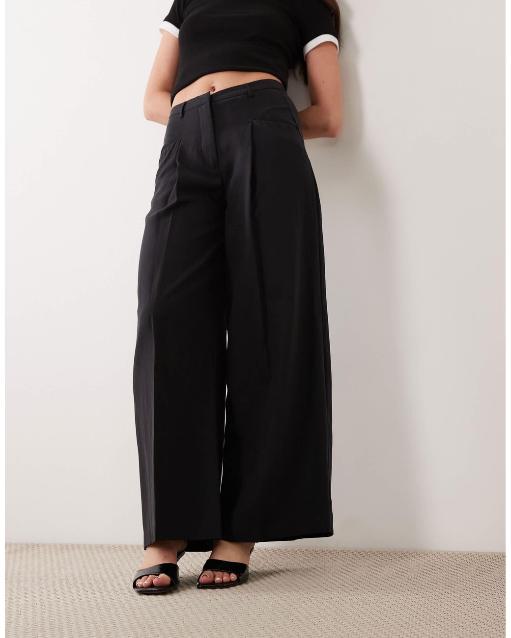 Mango Black Flowy Tailored Trouser