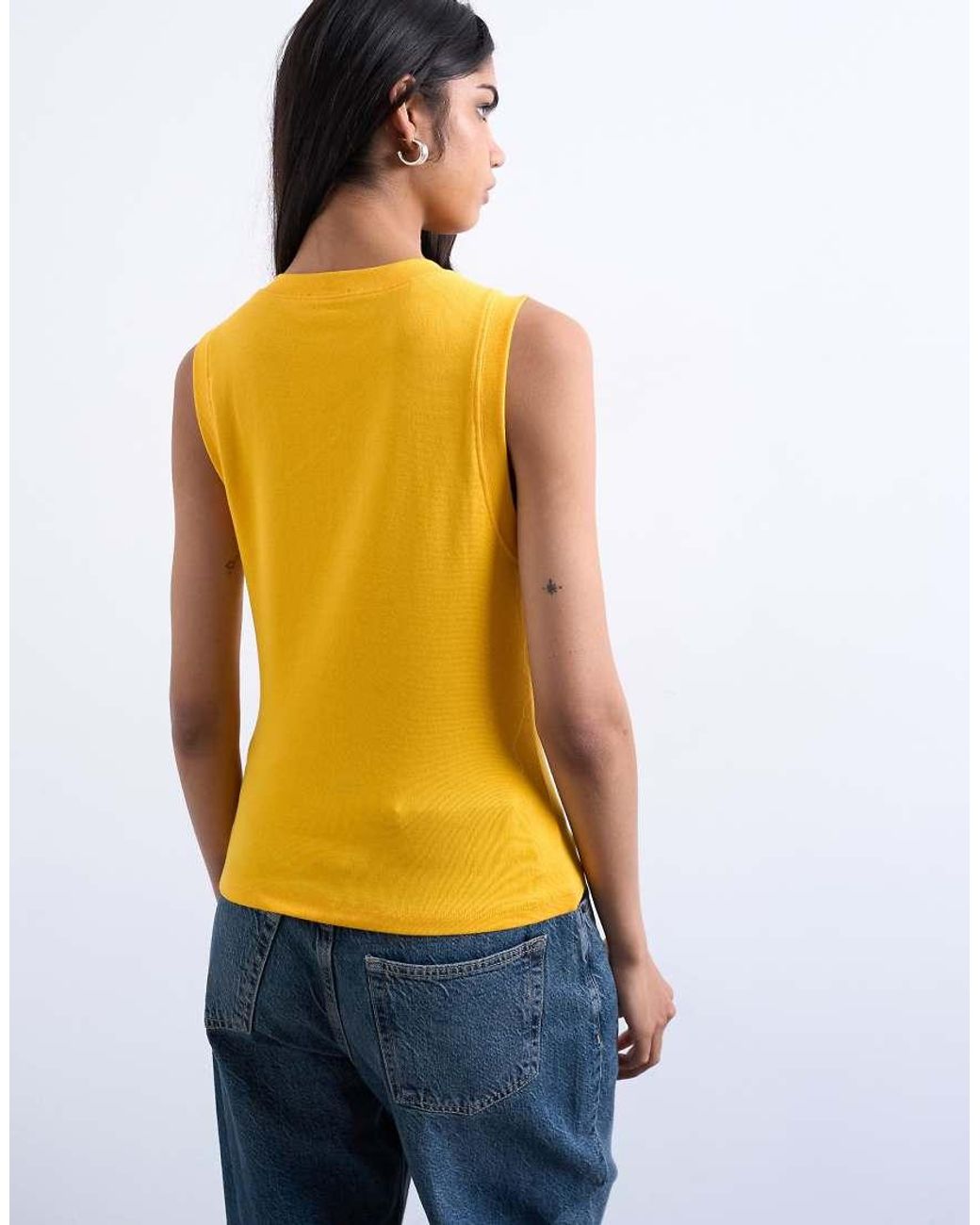 TOPSHOP Orange Jersey Deep V Neck Sleeveless Vest