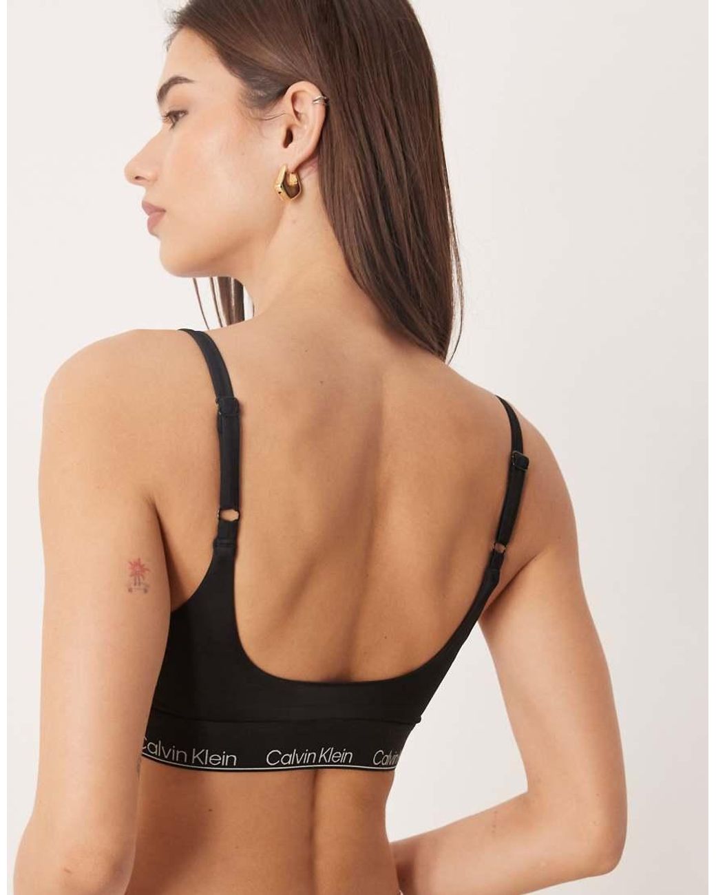 Calvin Klein Black Logo Band Square Neck Bralette Bikini Top