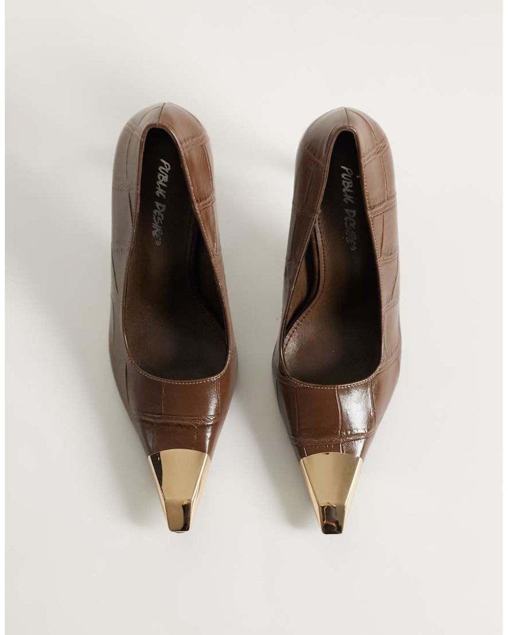 Public Desire Brown Rotate Heeled Pumps