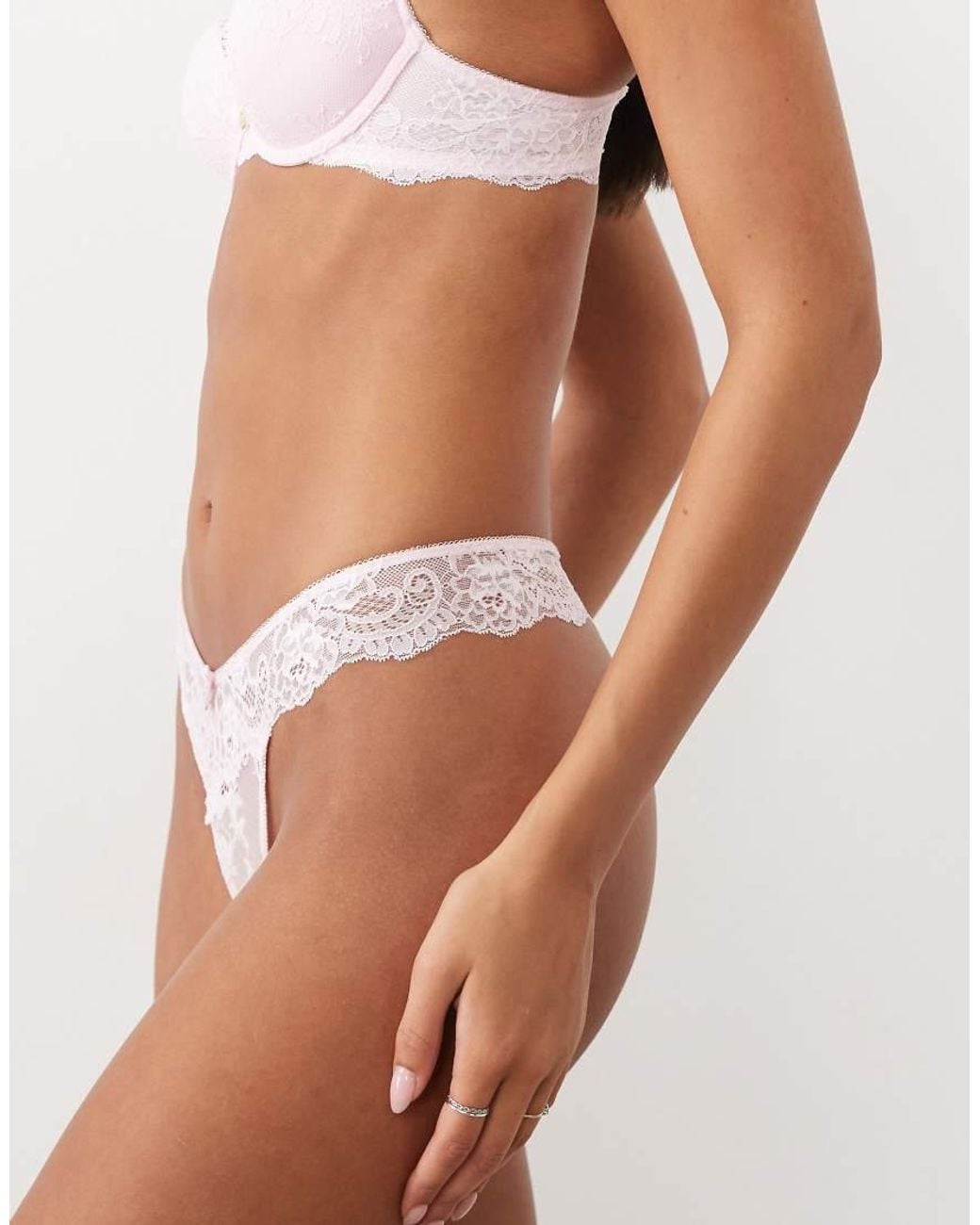 Boux Avenue Pink Amber Lace Thong