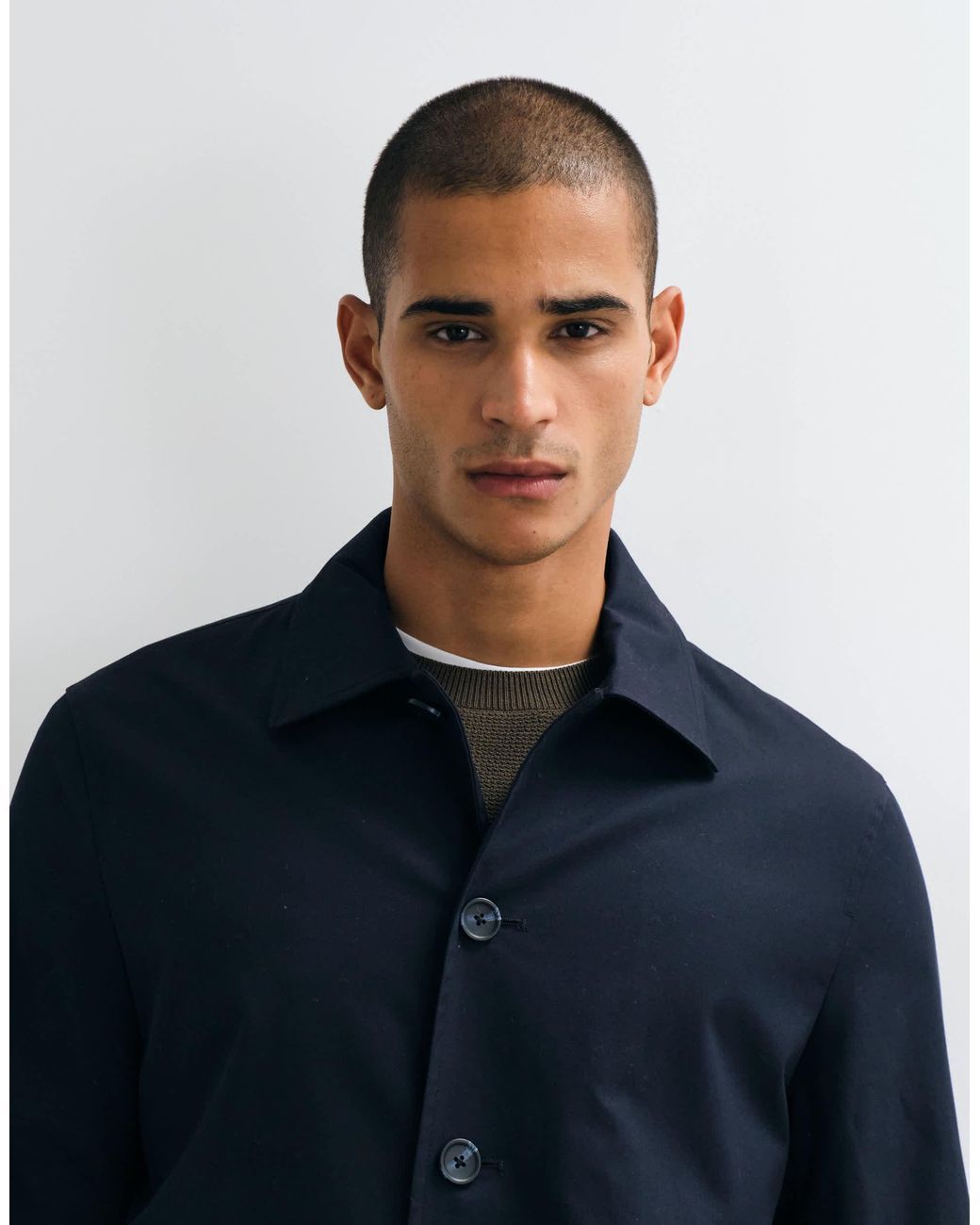 Mango Blue Trench Coat for men
