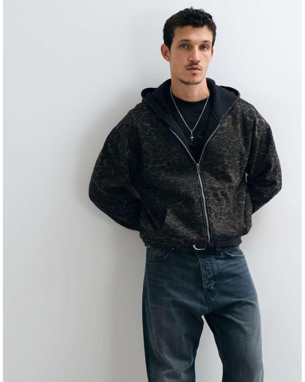 Hollister Black Reversible Zip Up Hoodie for men
