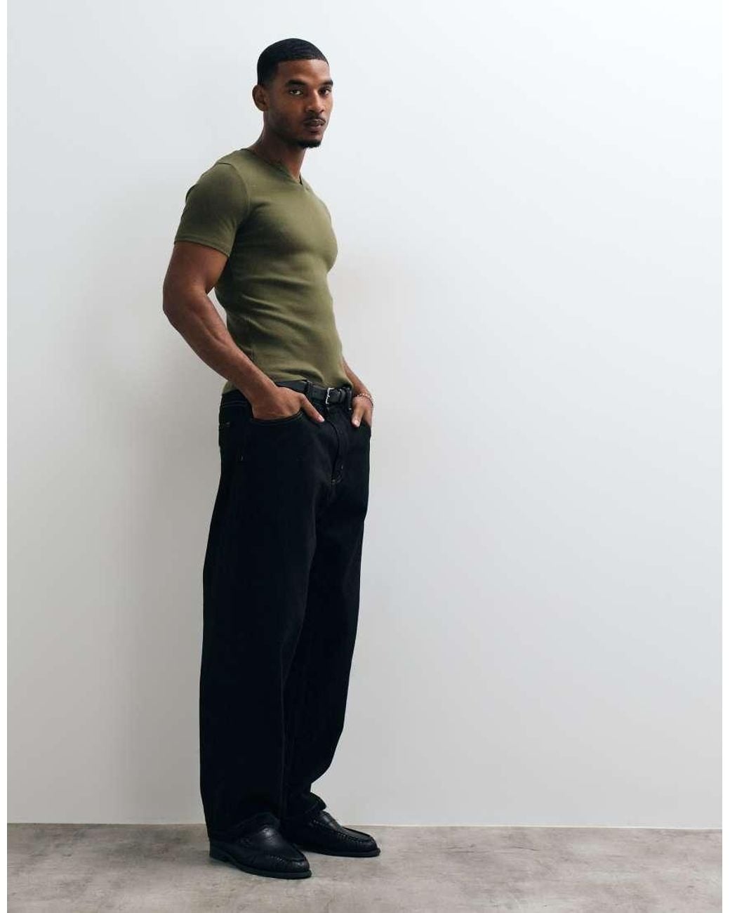 ASOS Green Muscle Fit T-Shirt With Notch Neck for men