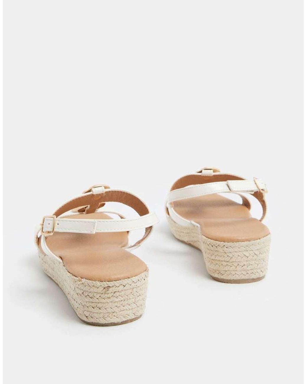 Yours Clothing White Hammered Disk Wedge Sandals