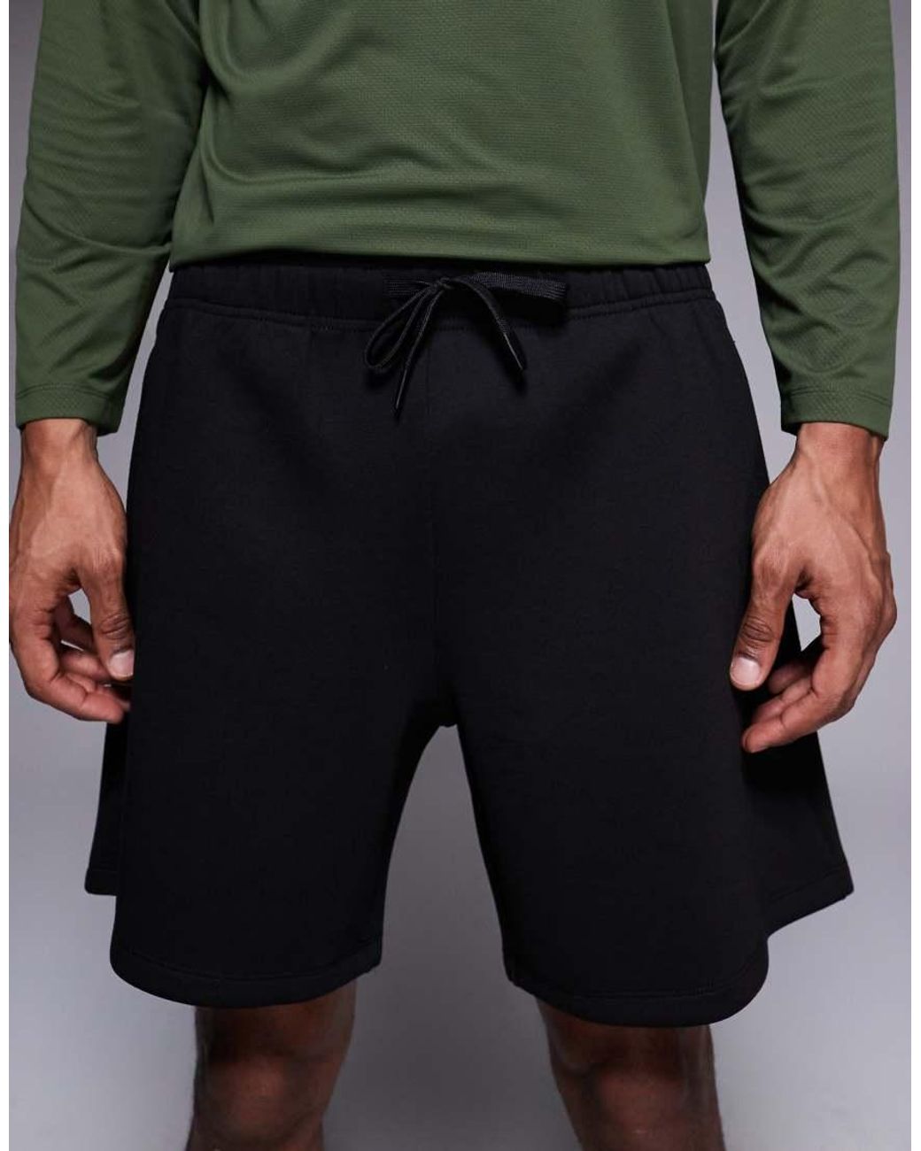 4505 Green Scuba-style Fabric Sweat Shorts With Zip Pockets for men