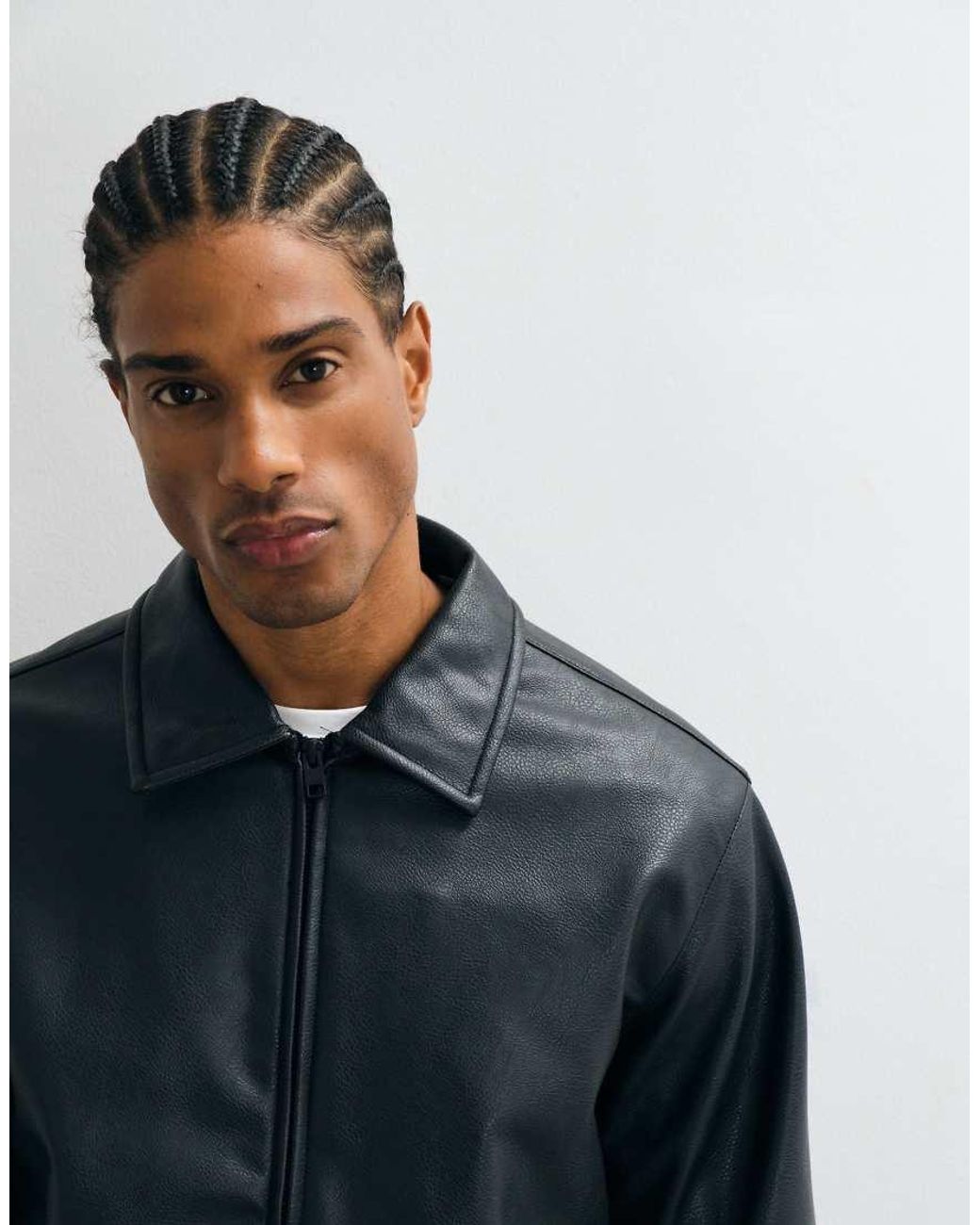 JJ Rebel Blue Faux Leather Zip Up Jacket for men