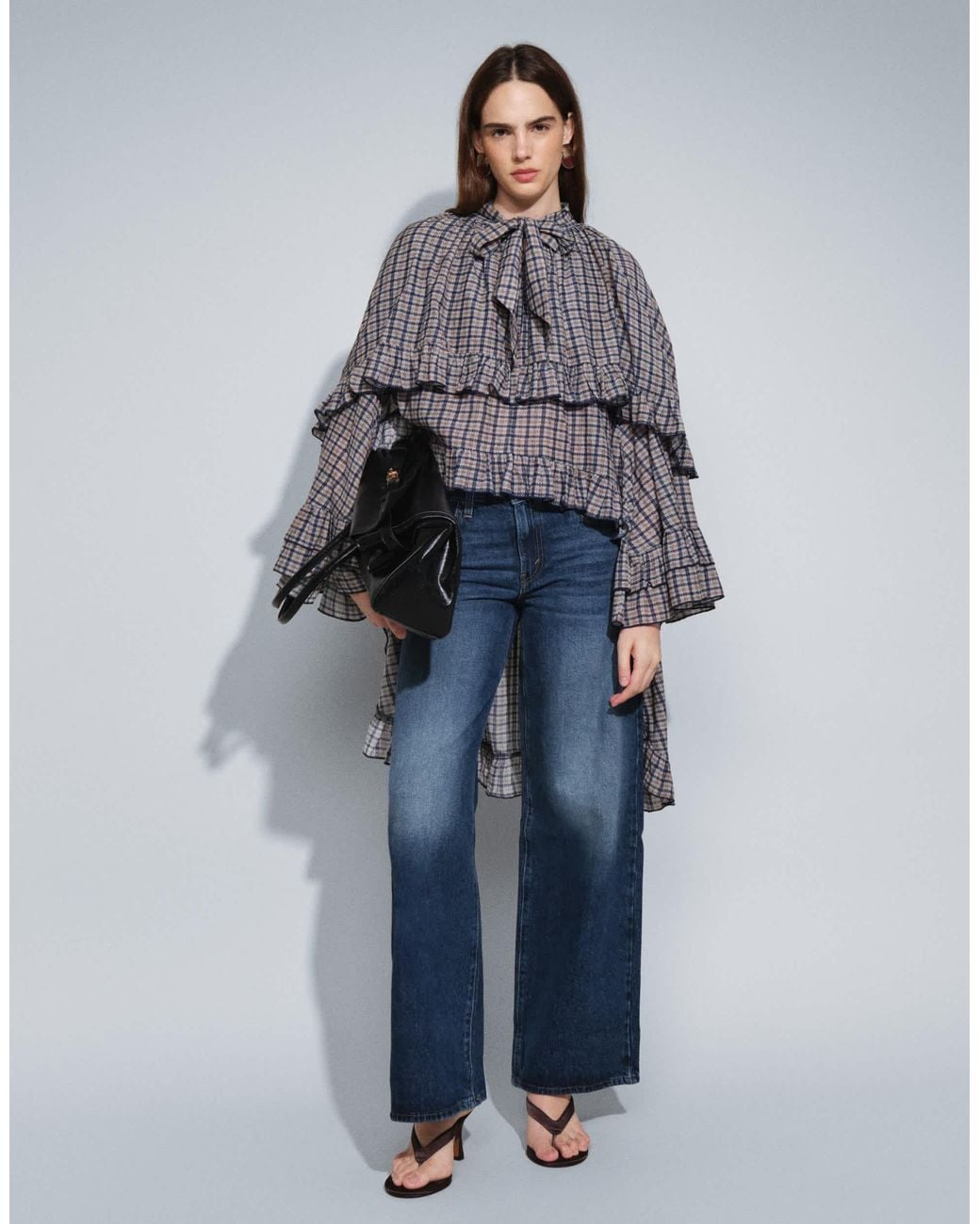 Muse Assembly Gray Selena Boho Ruffle Blouse