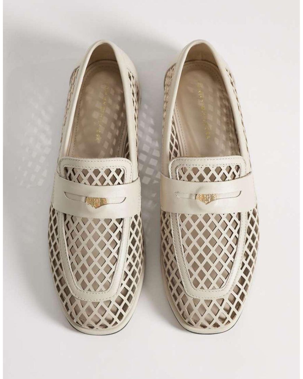 Tommy Hilfiger White Laser Cut Coin Loafer