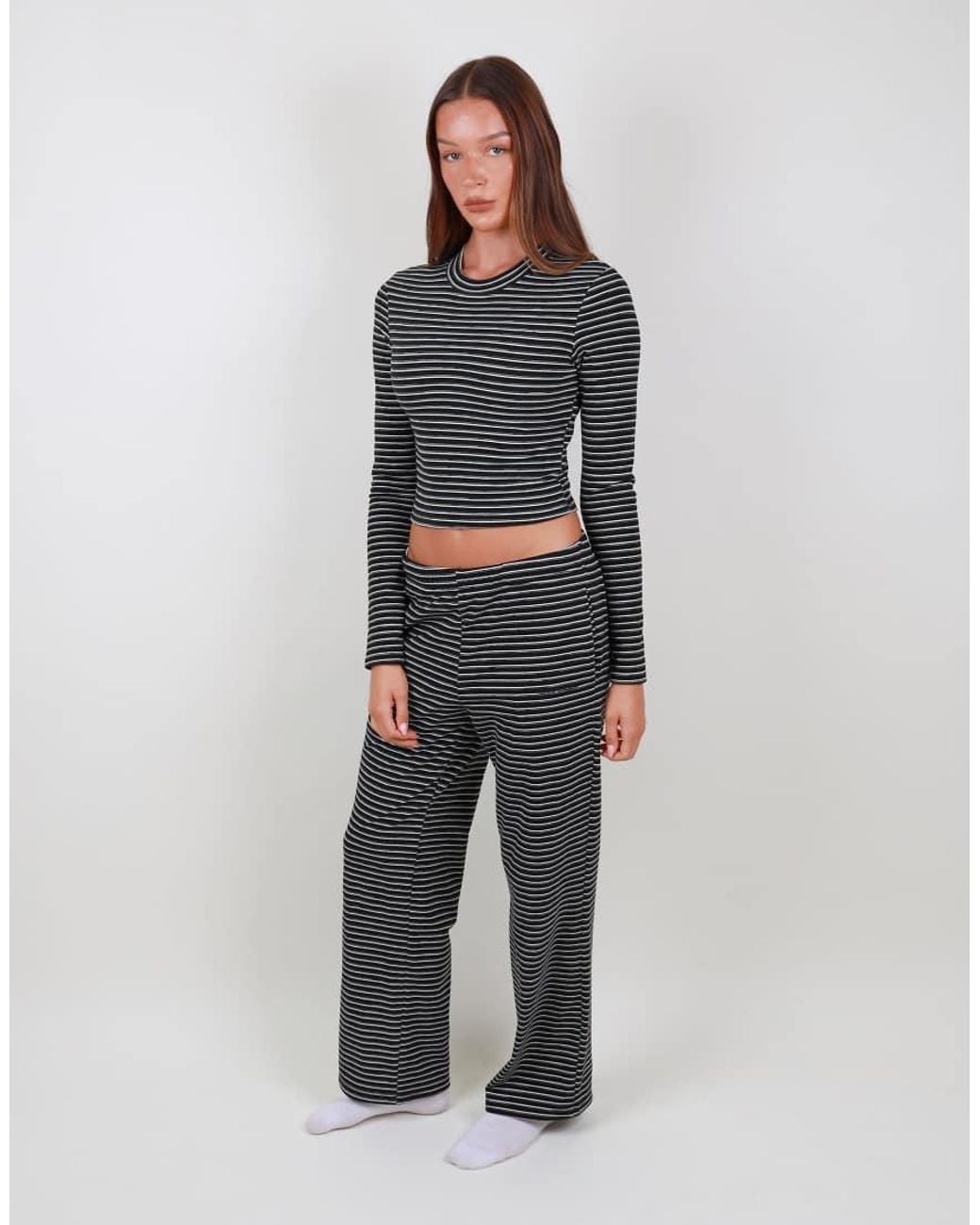 SIMMI Gray Super Soft Stripe Trouser
