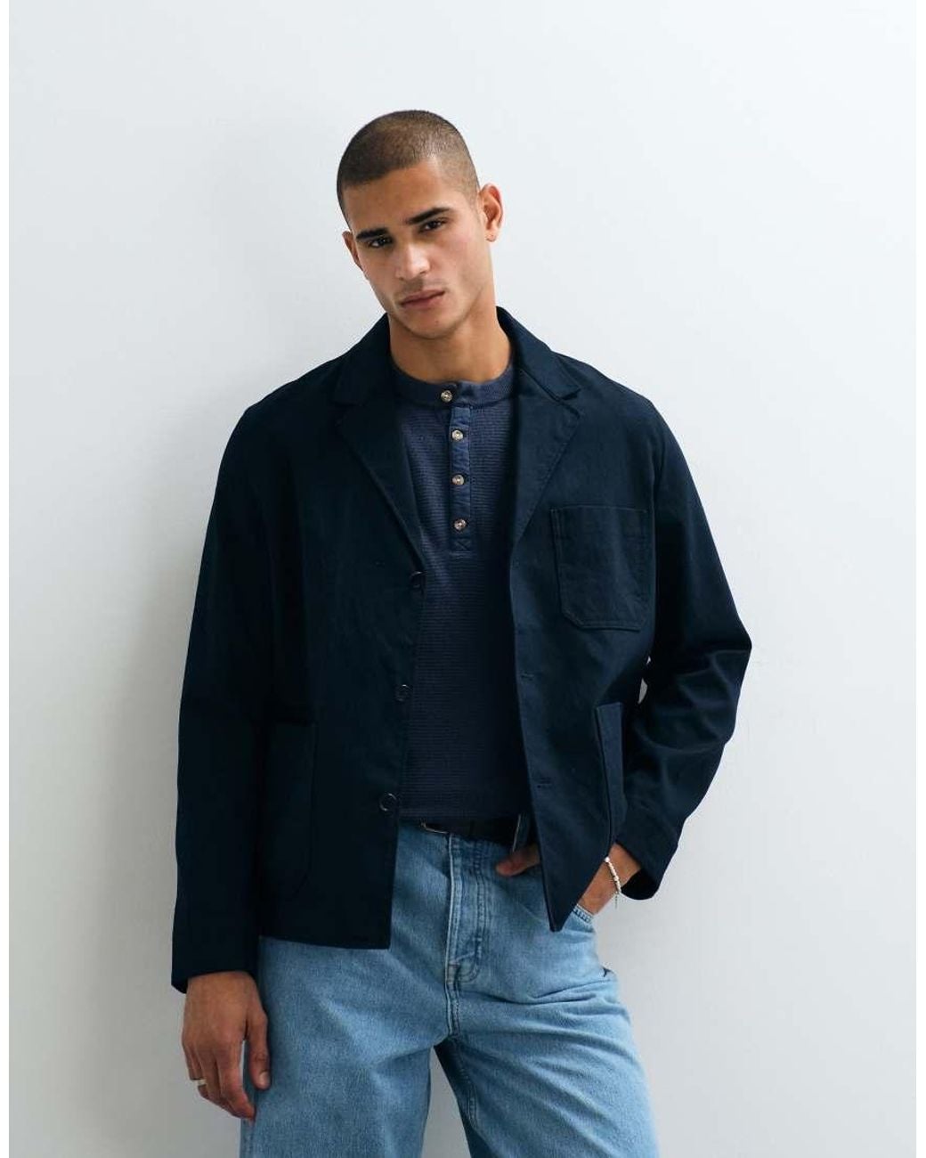 ARKET Blue Linen Blend Blazer for men