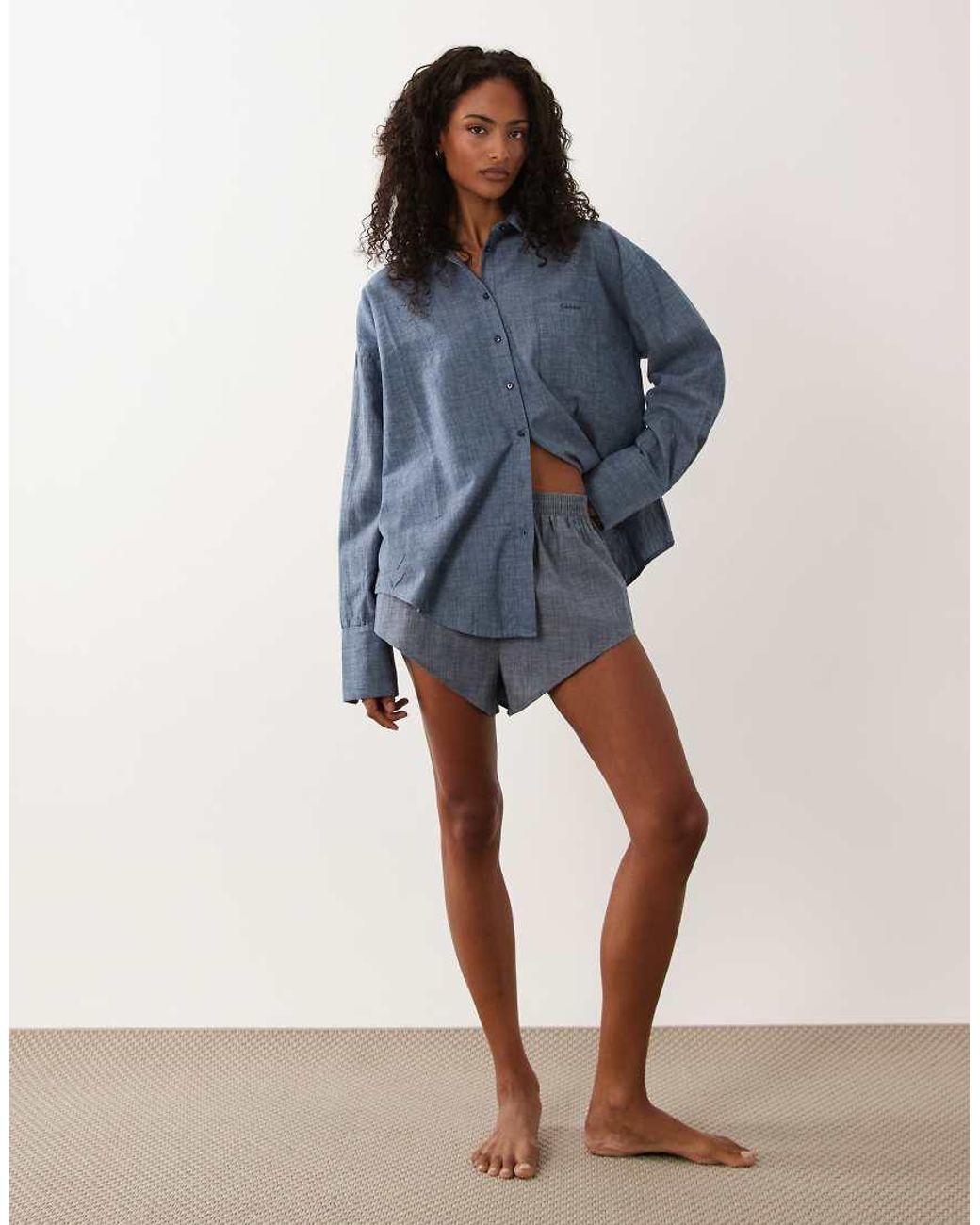 Calvin Klein Blue Long Sleeve Shirt Co-Ord