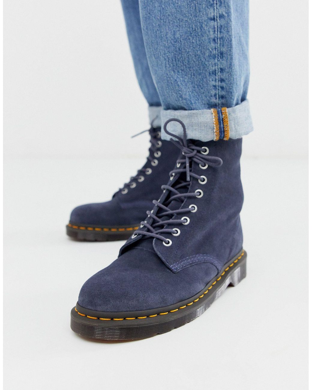 Dr. Martens Suede 1460 Pascal 8 Eye Boots in Blue for Men | Lyst