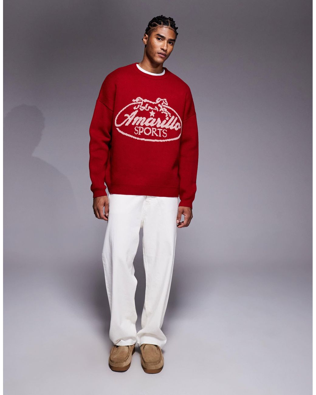 ASOS – super-oversize-strickpullover in Red für Herren