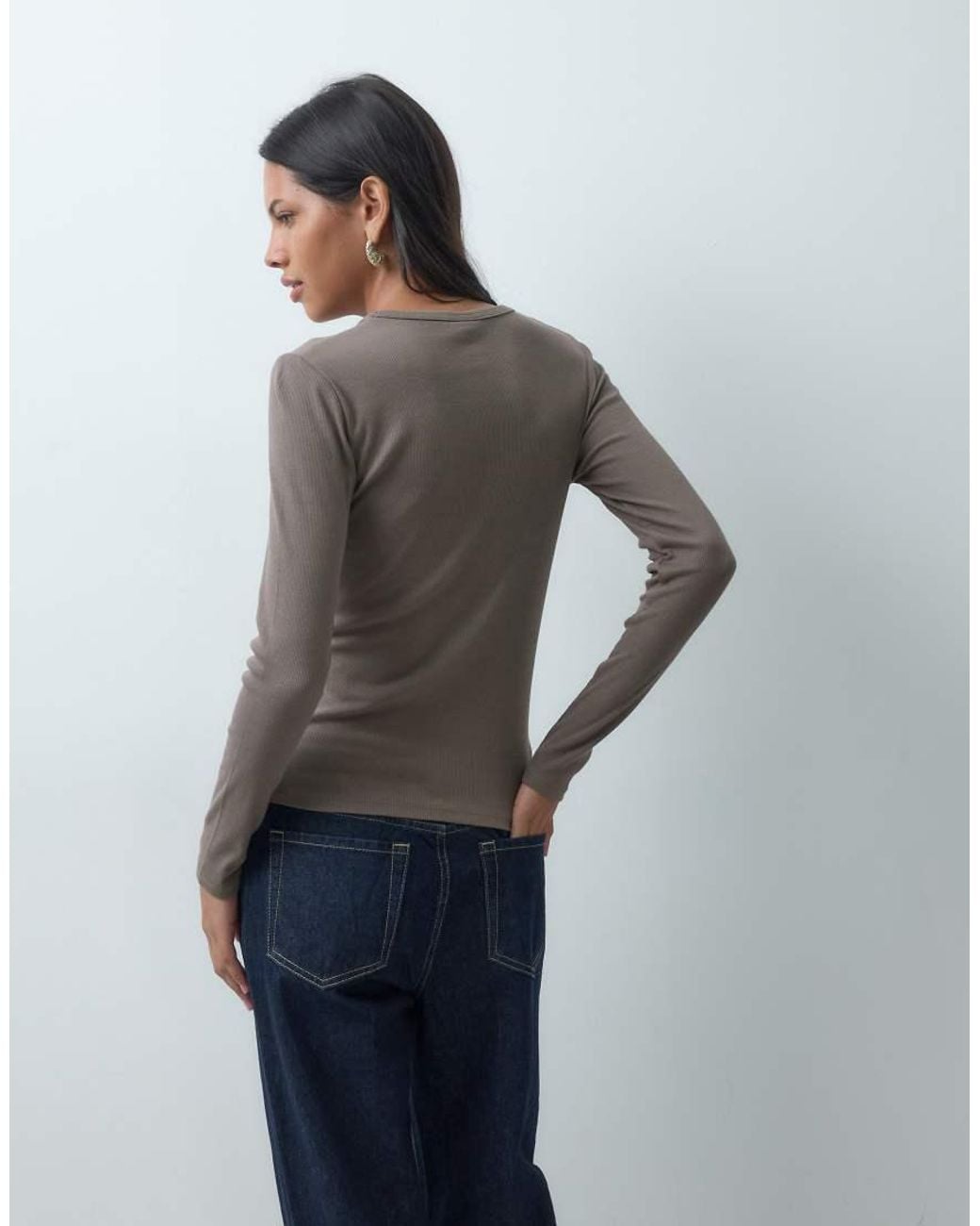 Jdy Gray O-neck Long Sleeve Top