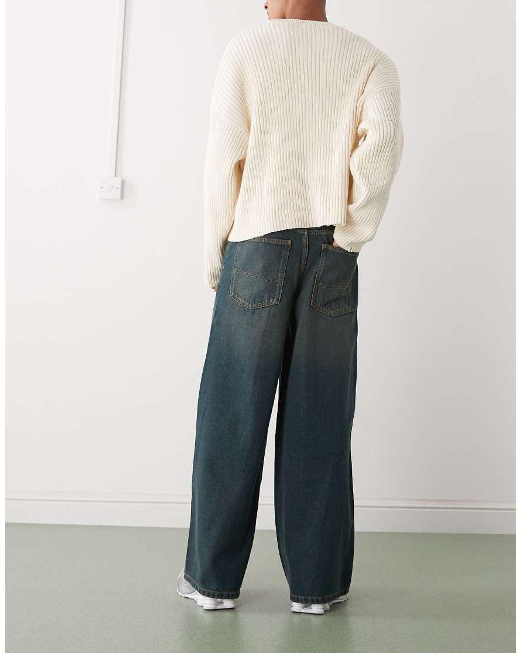 Collusion Blue X003 Wide Leg Mid Rise Jean for men