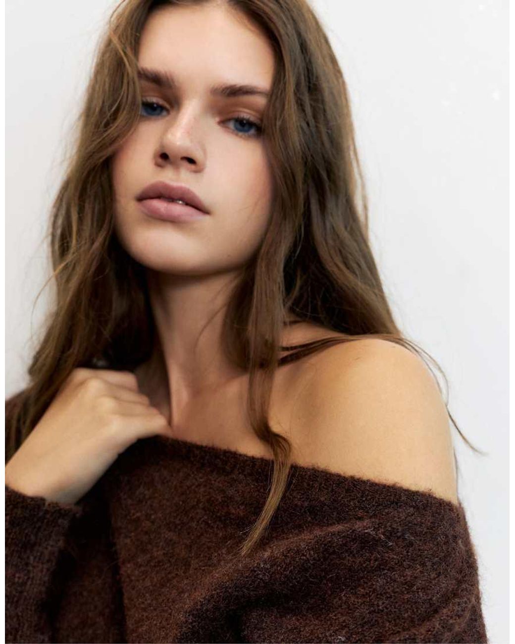 Pull&Bear Brown Regular Fit Boat Neck Jumper
