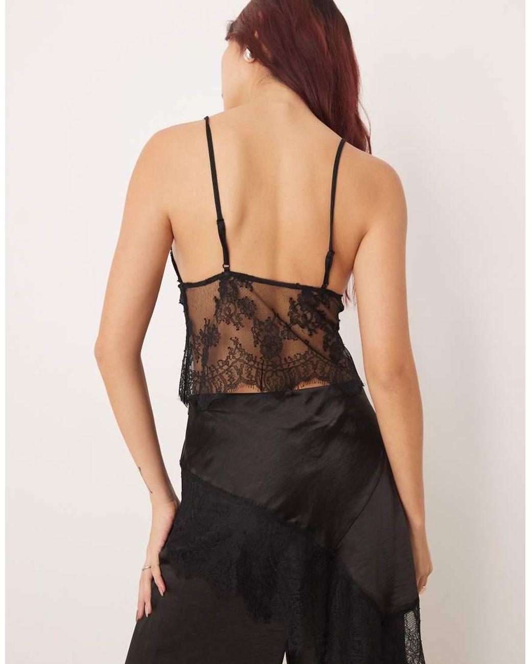 Motel Black Kaika Plunge Lace Cami Top