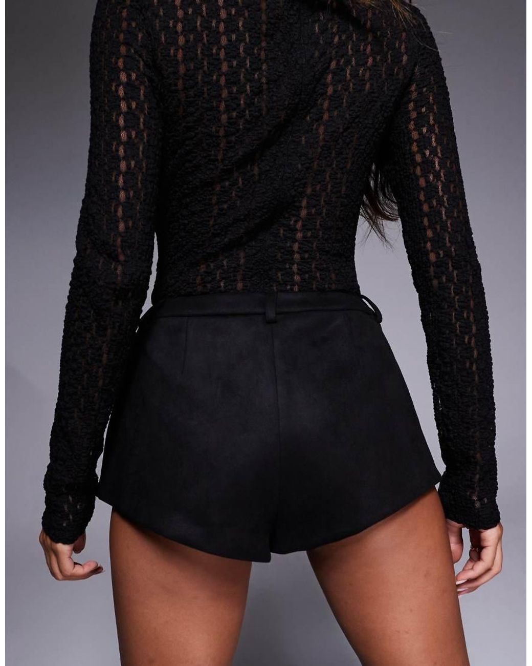 Bardot Black Jayla Faux Suede Mini Short