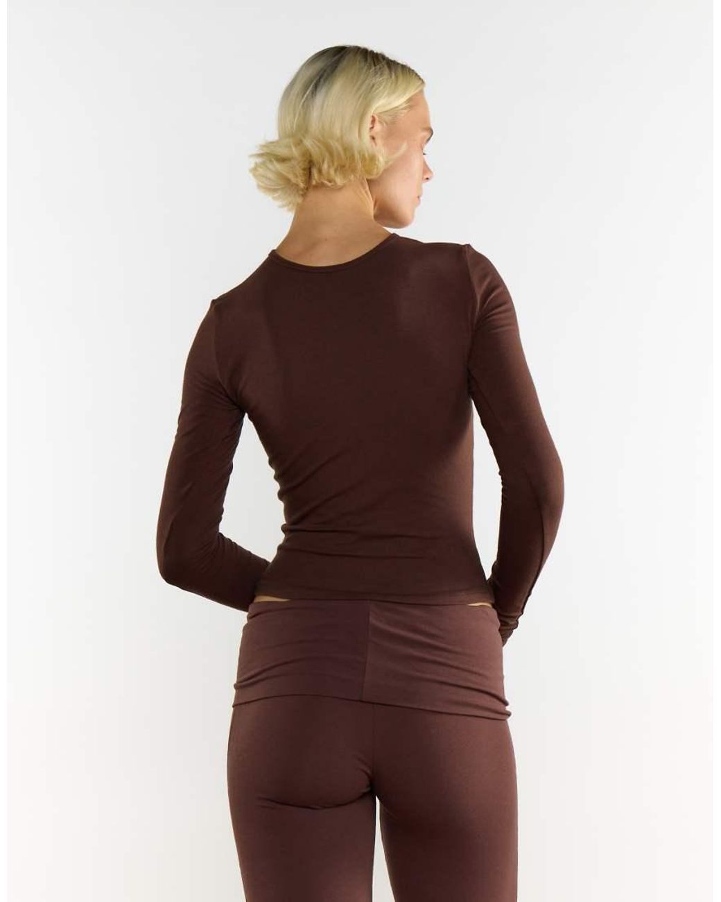 agon® Brown Crew Neck Long Sleeve Top